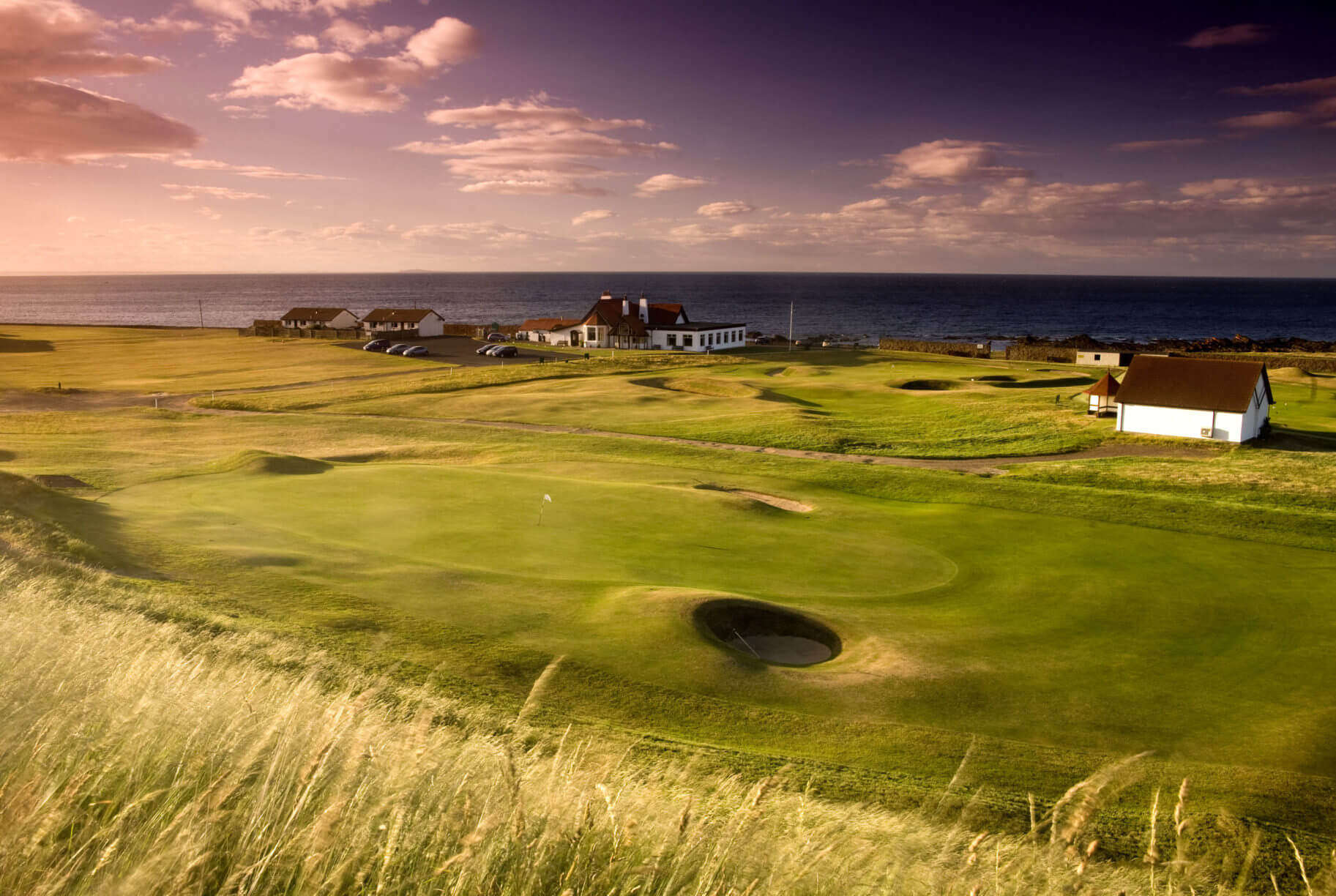 Outhouse building stands on the Dunbar Golf Course