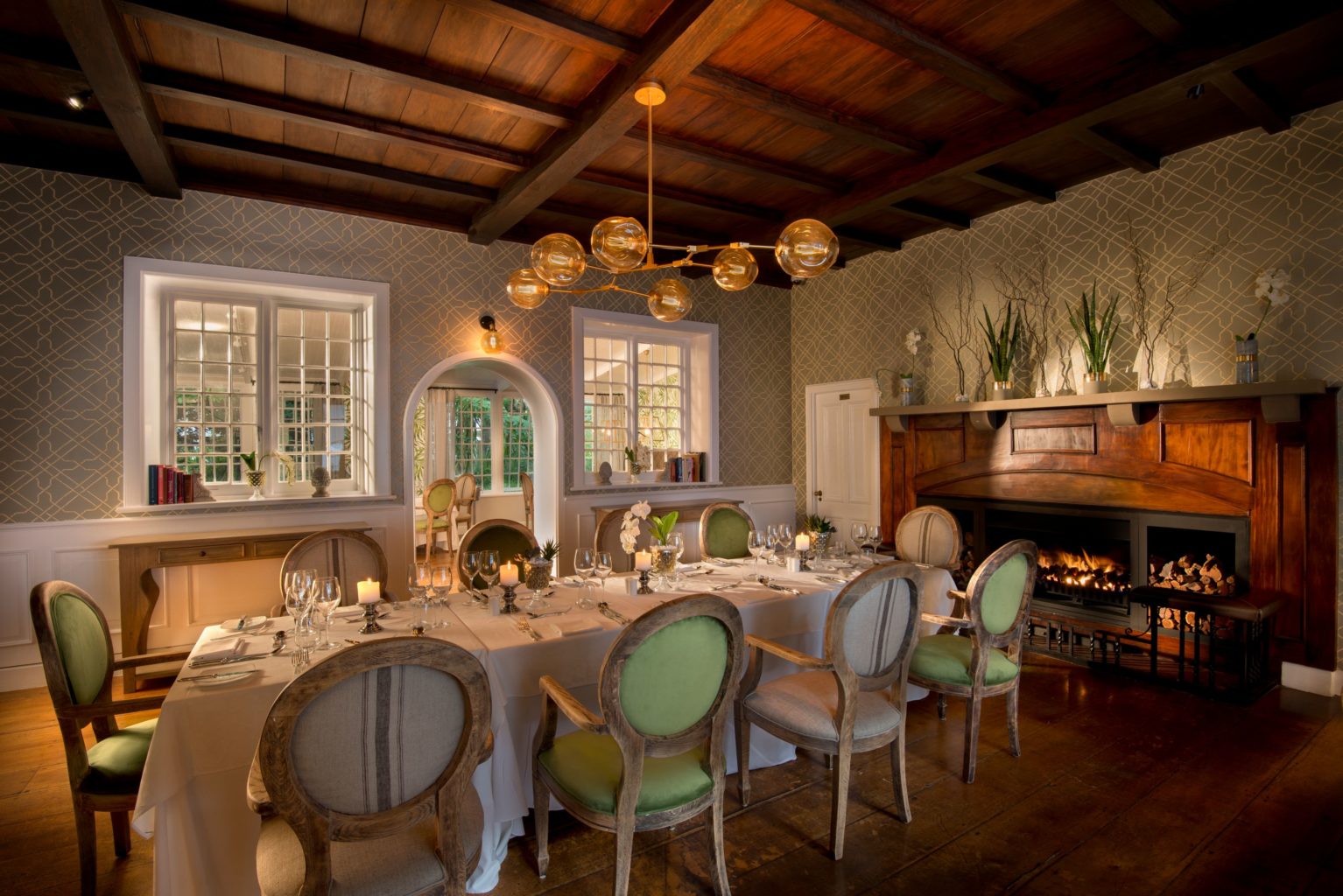Luxurious indoor dining area at Fancourt Resort