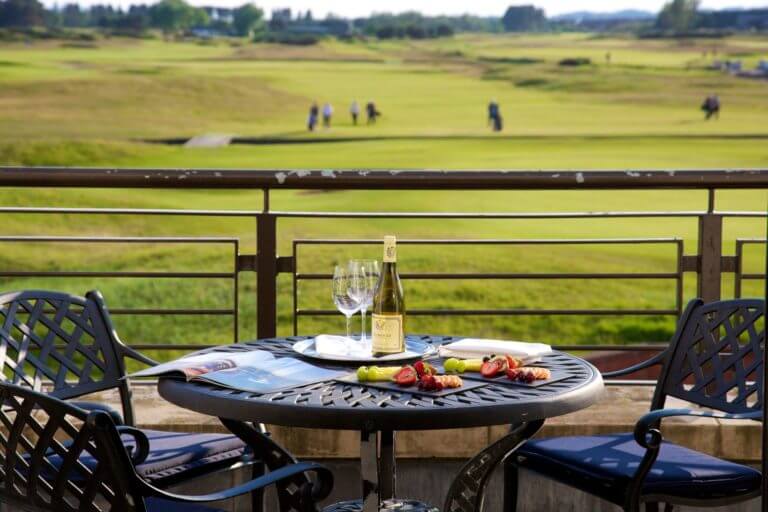 Lunch set up overlooking the Championship golf course
