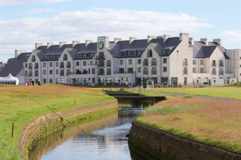 Stream runs on the golf course in front of the Carnoustie Hotel