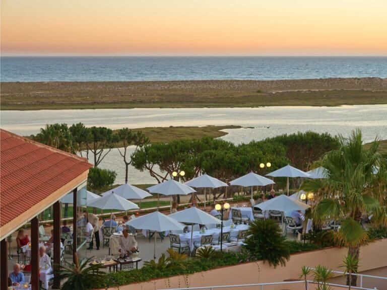 Outdoor dining set up at the Quinta do Lago Hotel