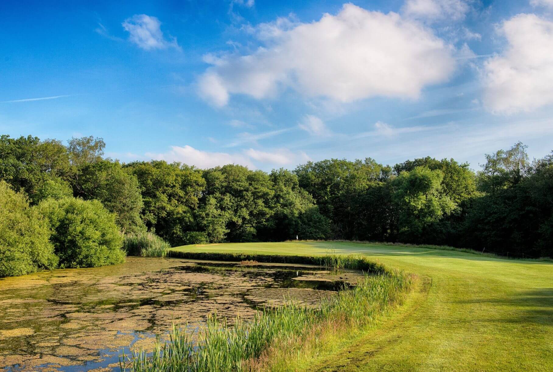 Dogleg shaped golf hole at Wales National Course at Vale Resort