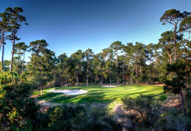 Large ravine par-3 2nd hole at Poppy Hills