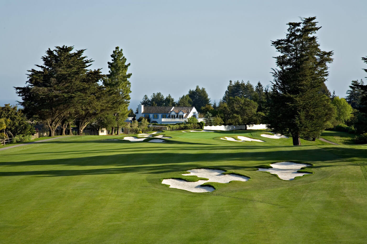 Clubhouse view from the fourth fairway at Pasatiempo
