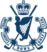 Blue Royal County Down Golf Club Logo on white background