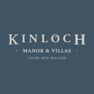 White Kinloch Manor & Villas logo on blue background