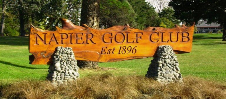 Sign of Napier golf club, established 1896