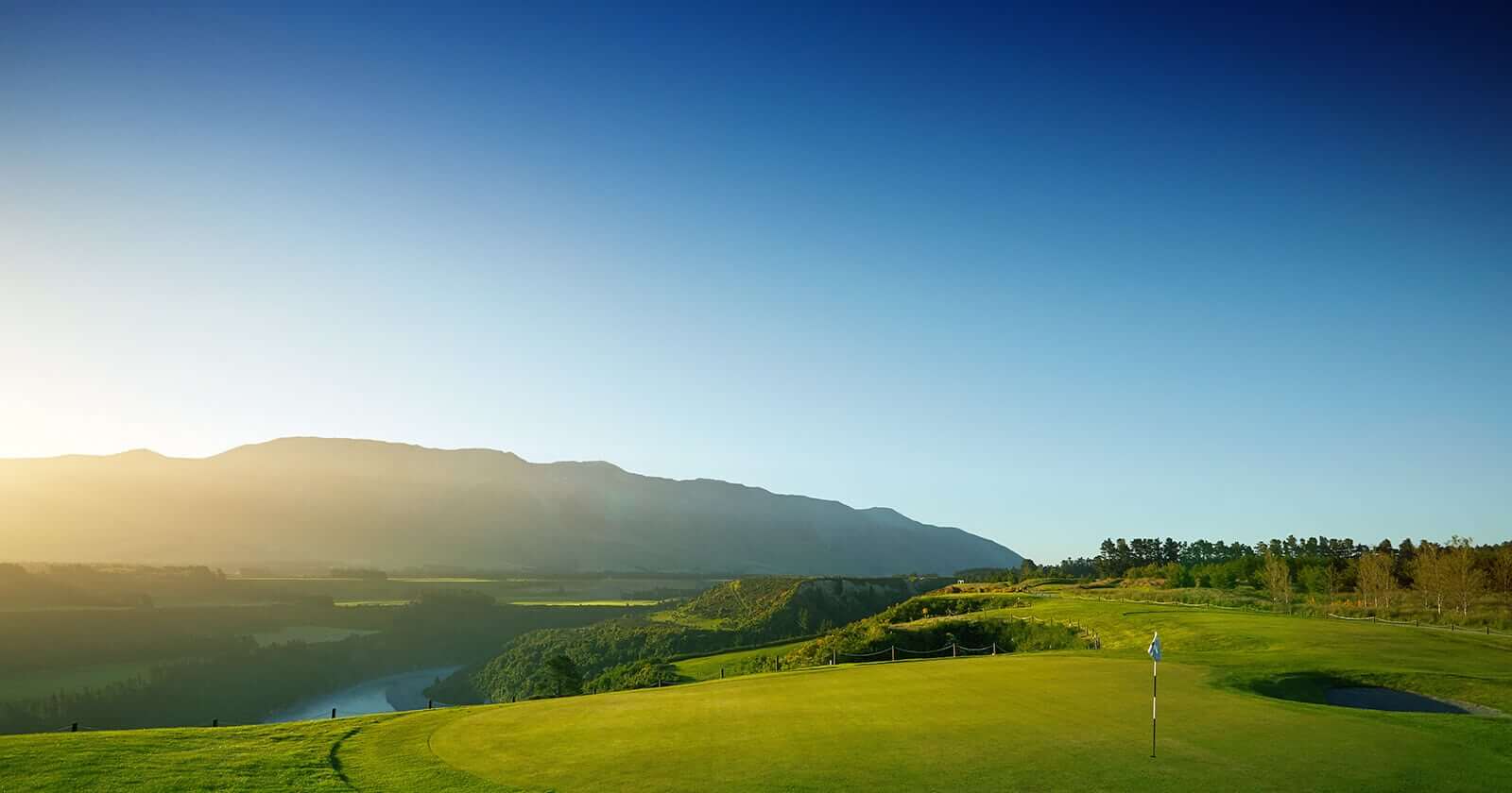 Sunset over the sixteenth green at Terrace Downs Resort