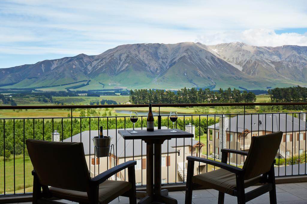 Balcony view over Mt Hutt from a Terrace Down Villa