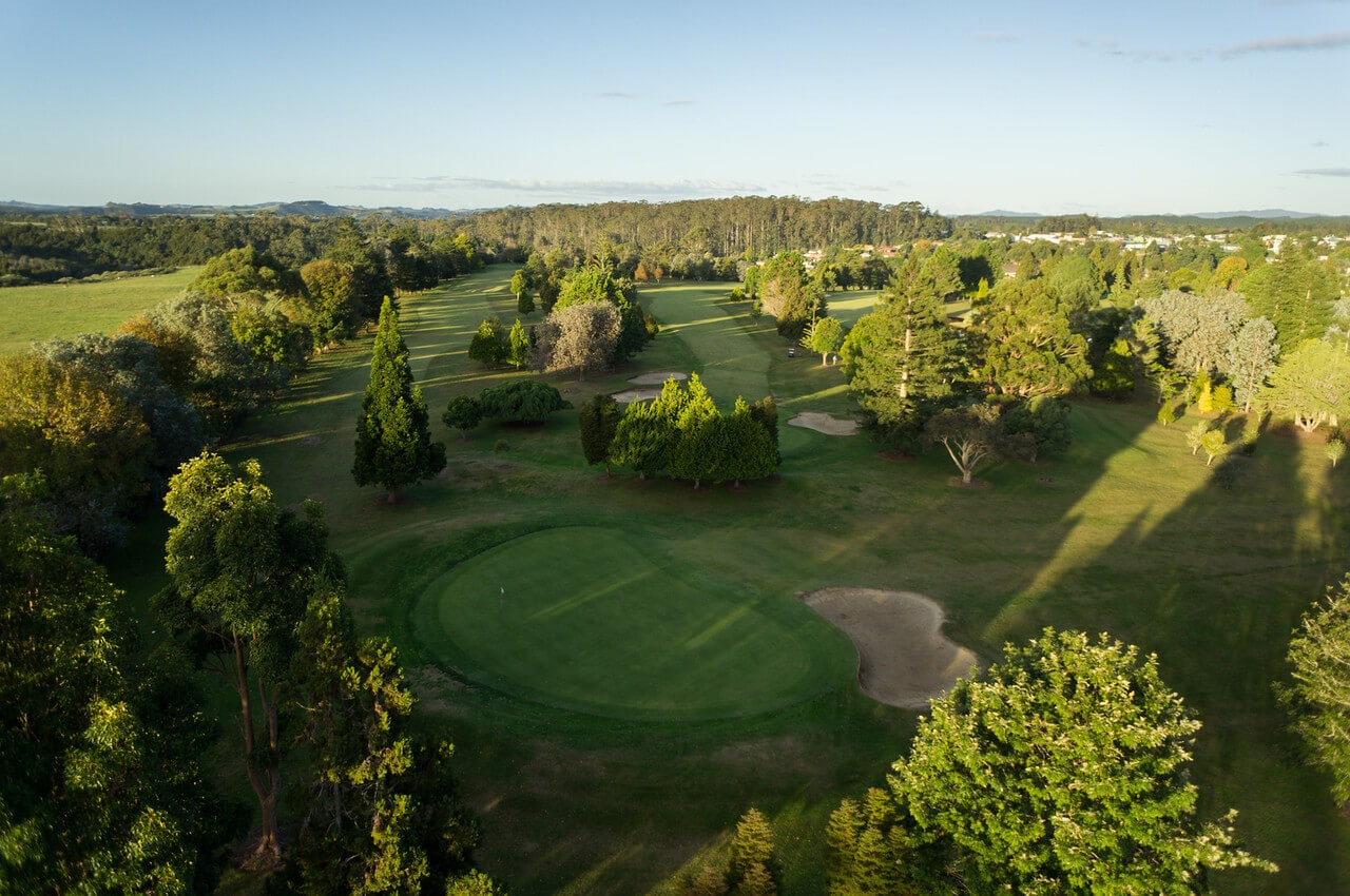 Trees surround the eleventh green