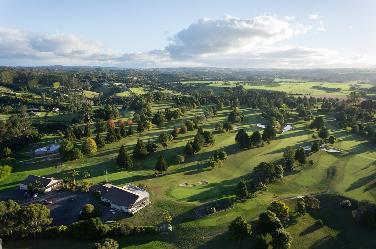 The golf clubhouse overlooking the golf course at Kerikeri
