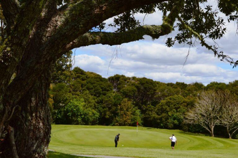 Waitangi golf course playing in New Zealand