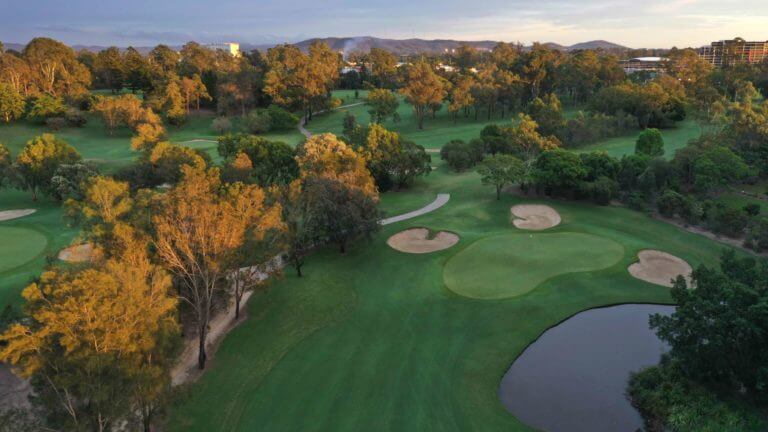 Aerial view of eighth green at Brisbane Golf Club