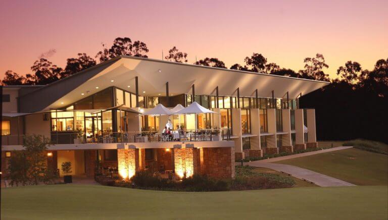 Brookwater clubhouse at dusk