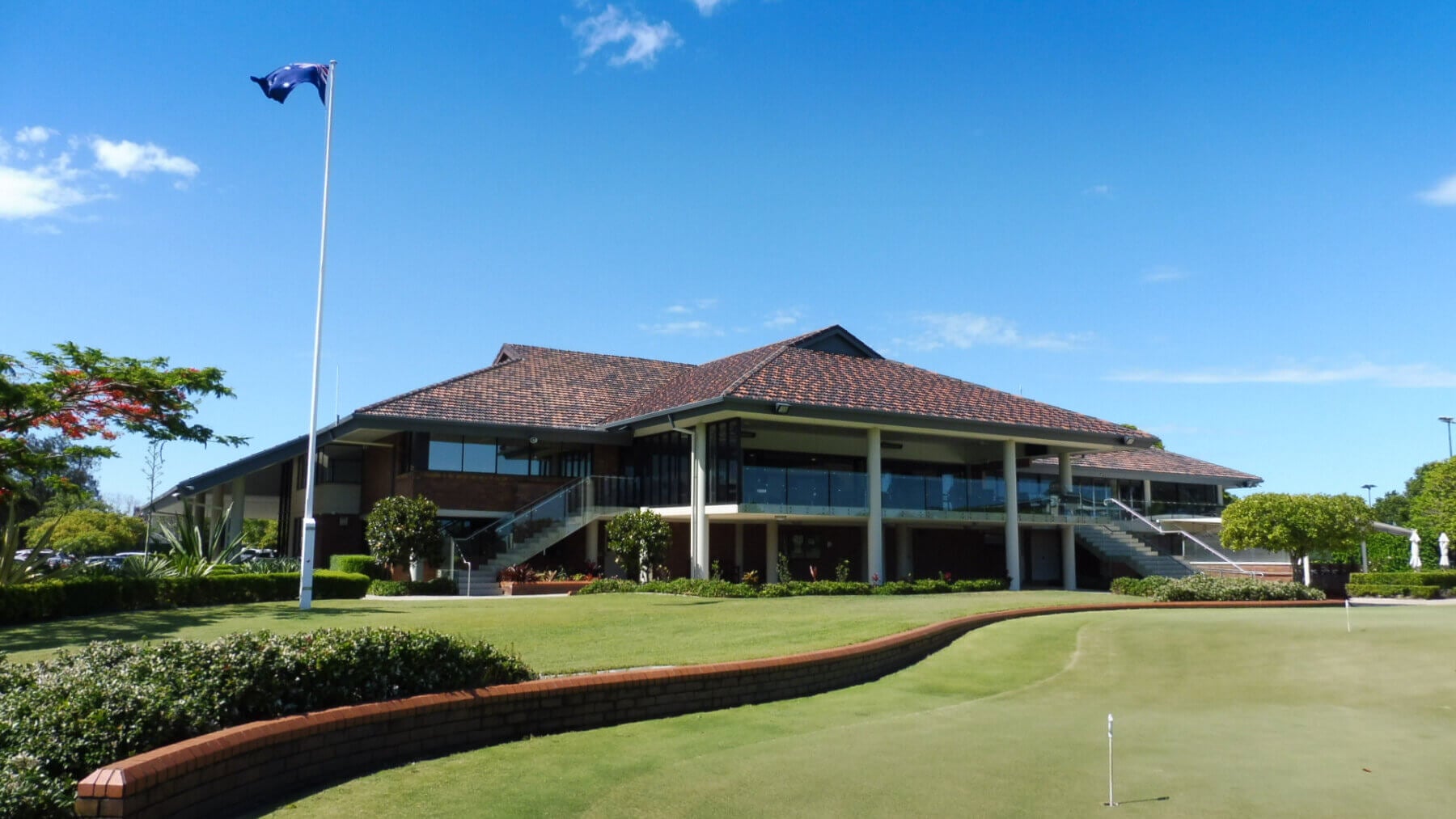 Golf clubhouse overlooks the Royal Queensland course