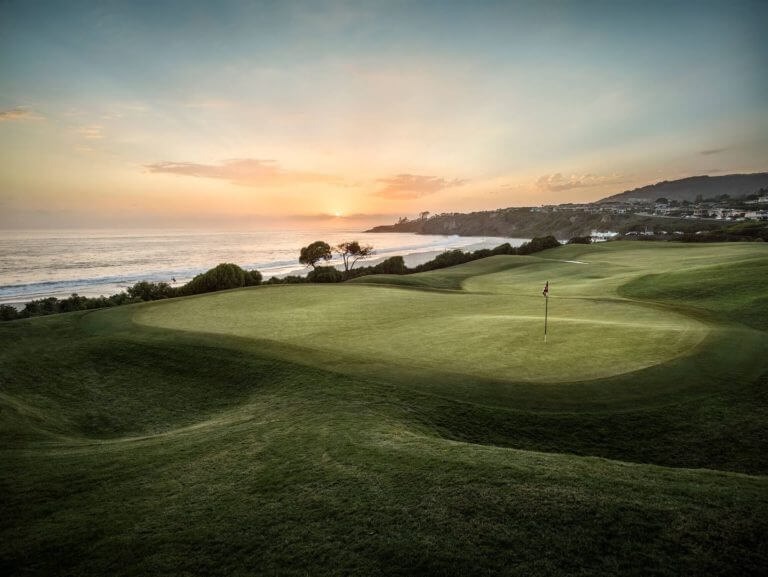 Sun sets over the links golf course at Monarch Beach Resort