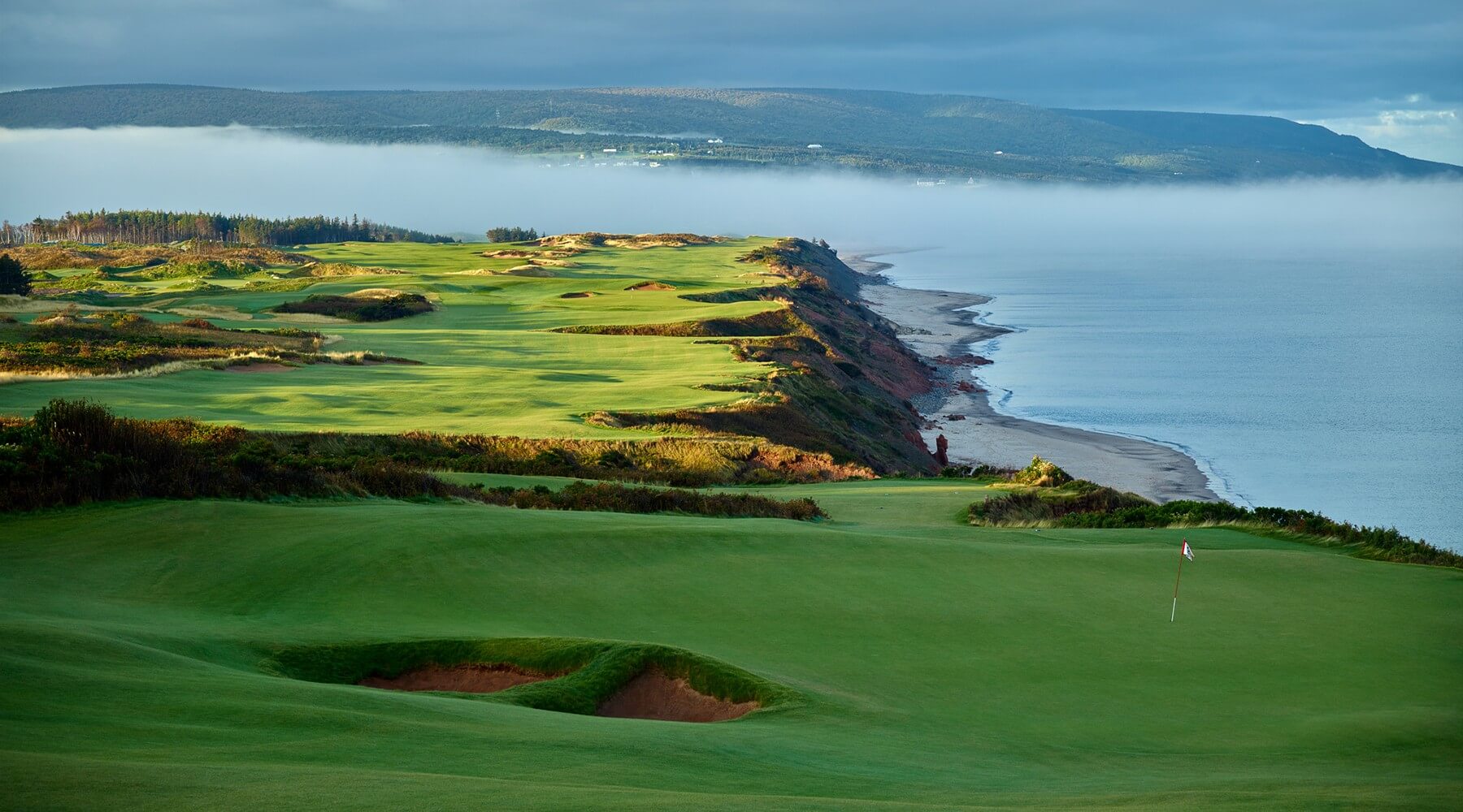 Cabot Links golf fairways bordering the Atlantic Ocean