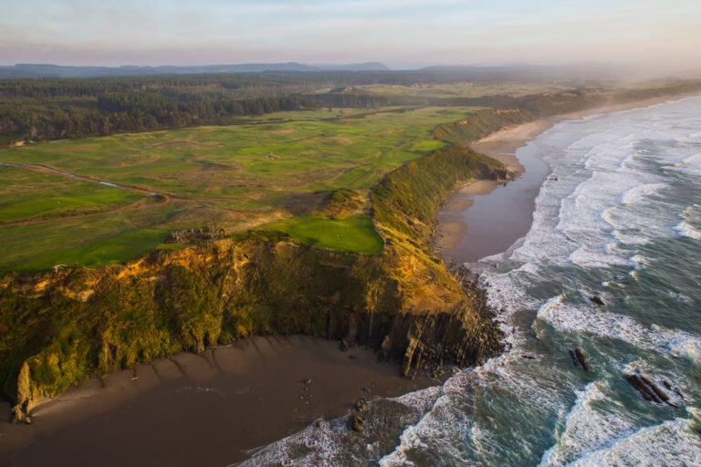 Eighth green stands out along coastline