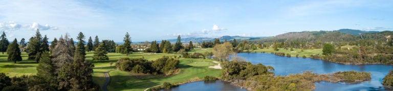 Panoramic view of the Rotorua Golf Club in New Zealand