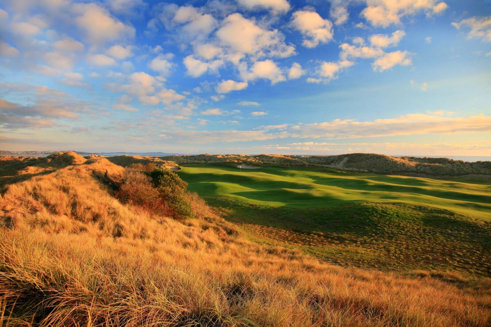 Dusk settles over the seventeenth fairway of The Dunes course