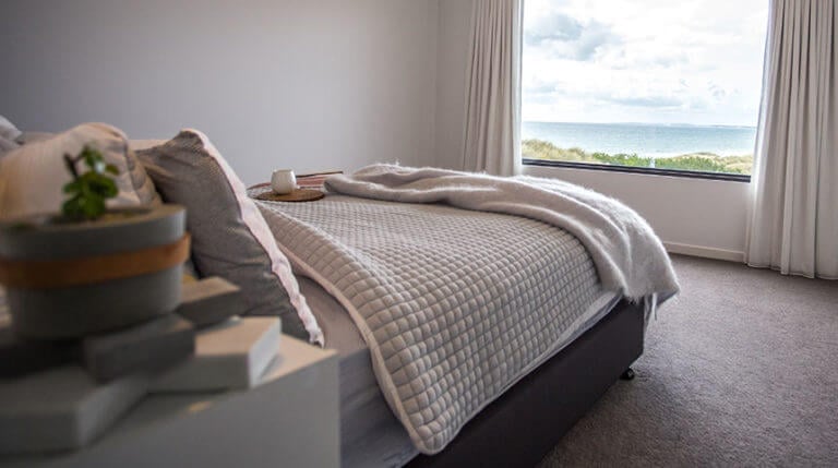 Bedroom overlooking Bass Strait at Barnbougle