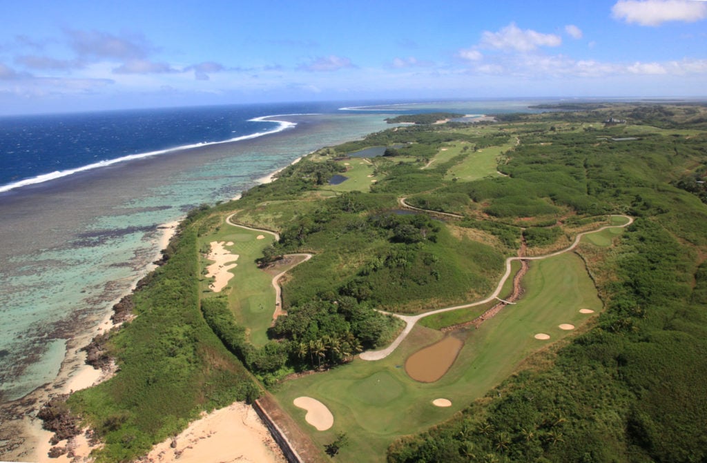 Aerial view over Natadola Bay golf course