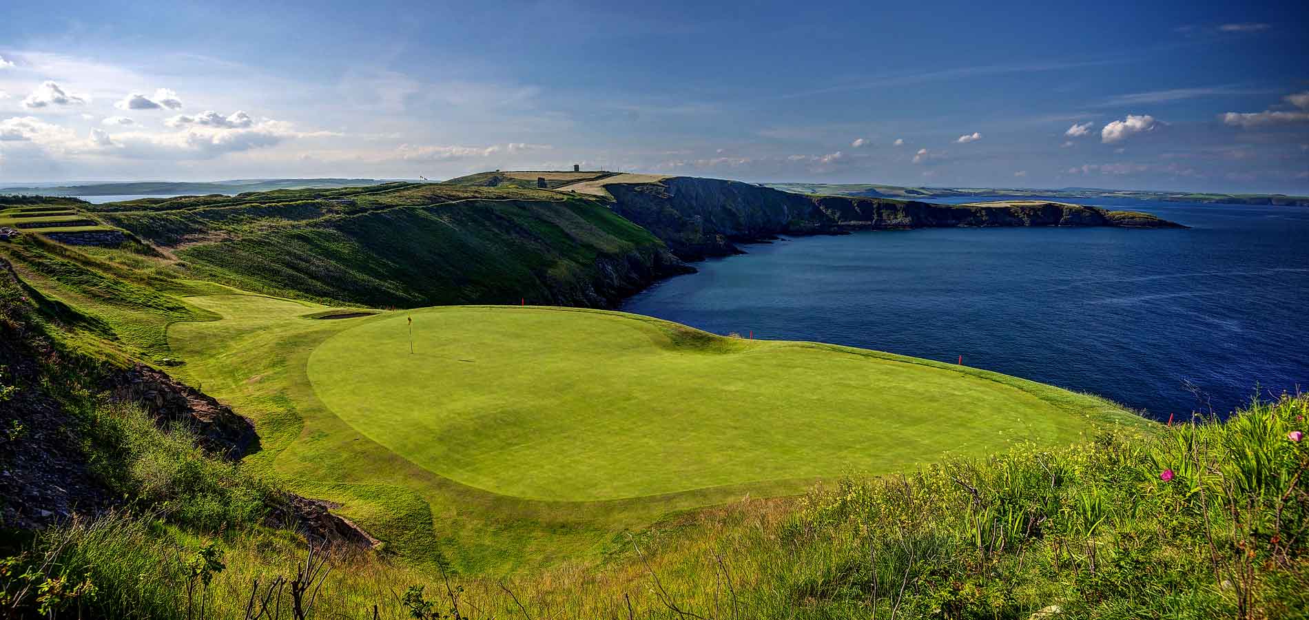 Old Head 13th green overlooking Atlantic Ocean