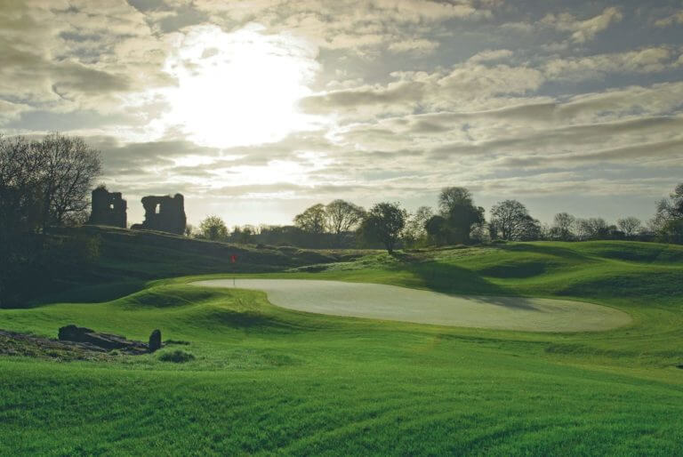 Castle ruins overlooking the Castle Dargan Estate golf course