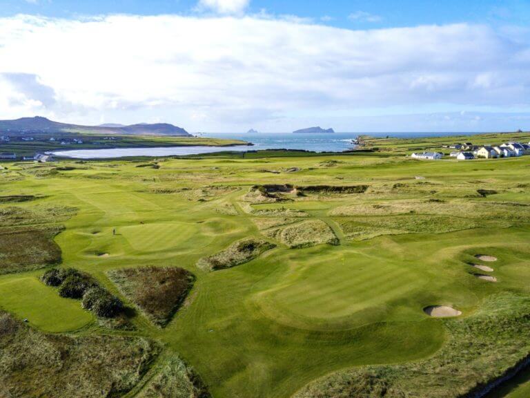 Irelands Dingle Golf Links from above