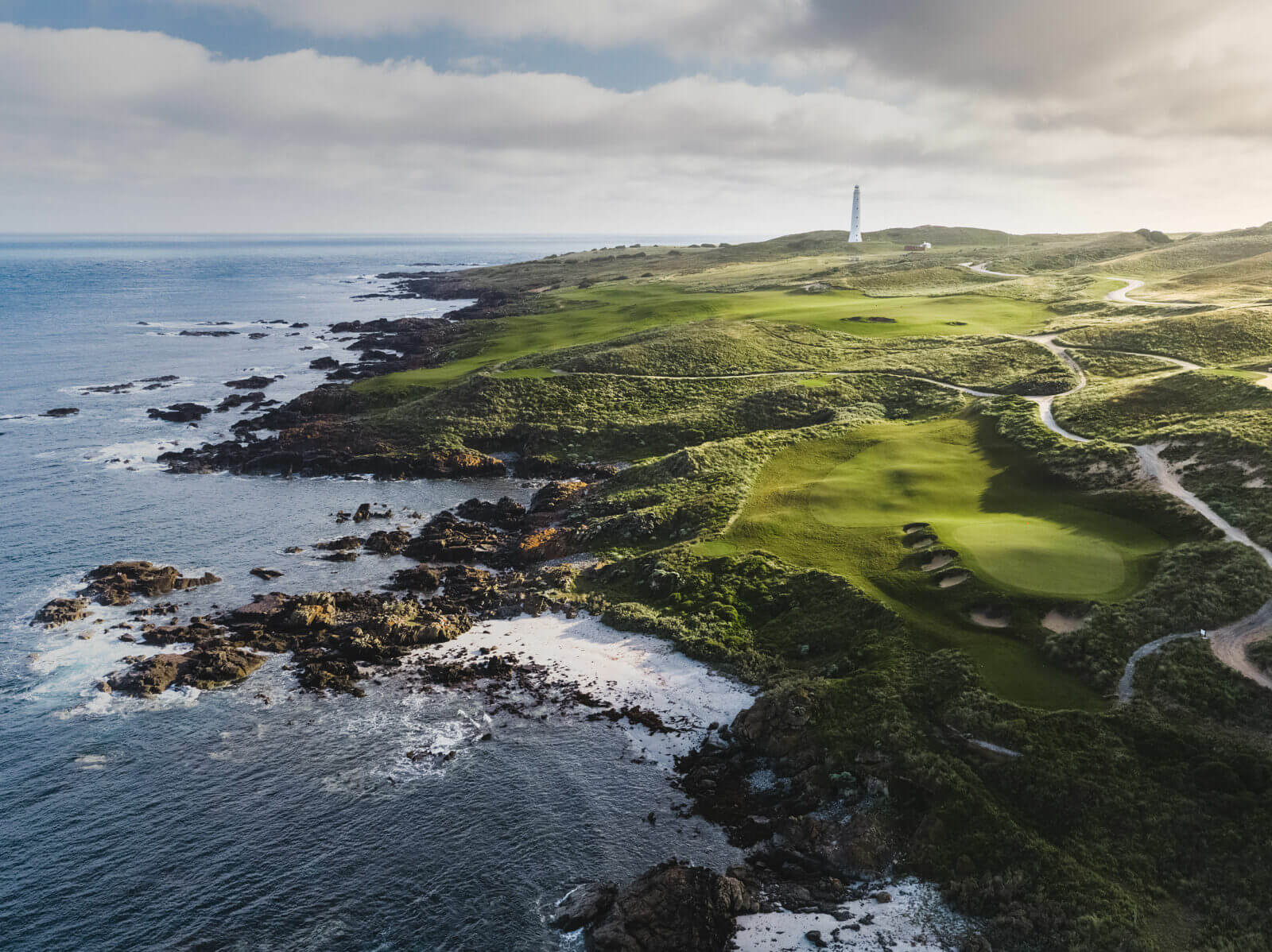 Aerial view of Cape Wickham Links in Tasmania