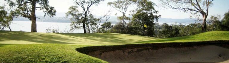 Golf hole panorama view