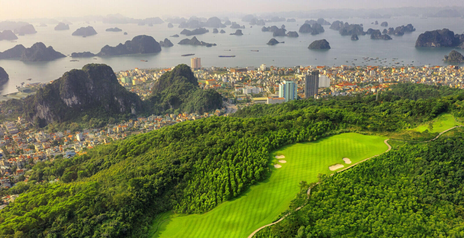 Ha Long Town and FLC Ha Long Golf Course aerial view