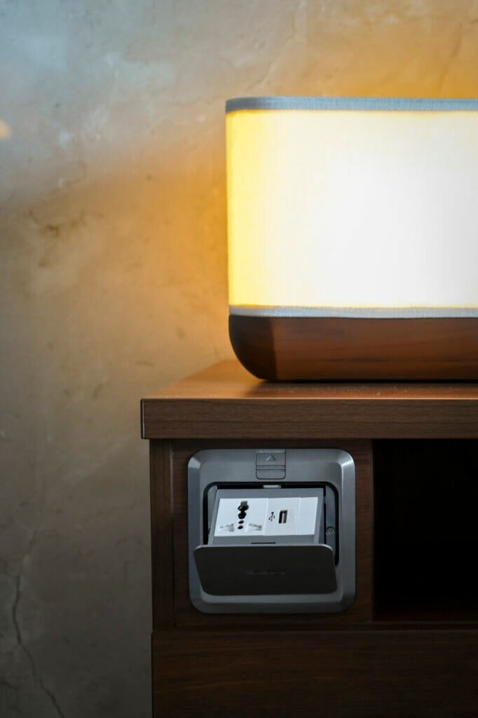 Stateroom electrical outlets on the Coral Geographer cruise ship
