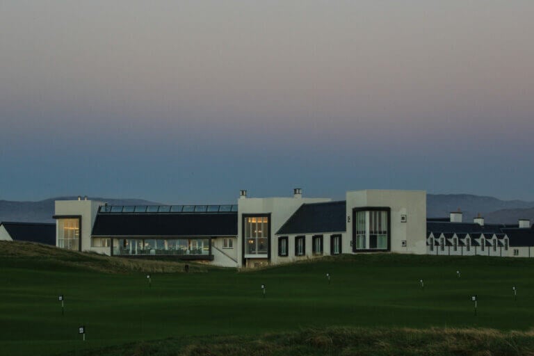 The Machrie Hotel at twilight