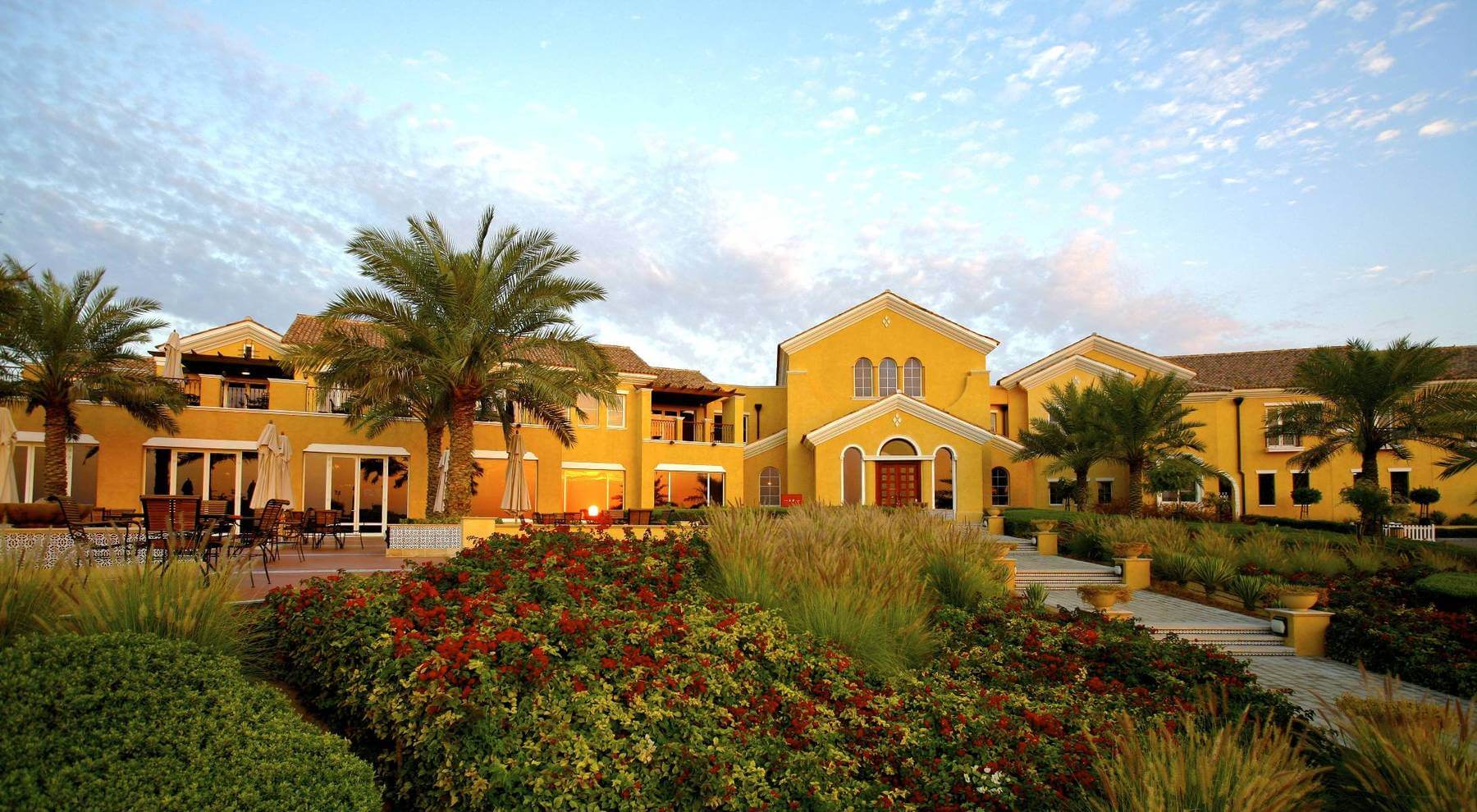 Arabian Ranches clubhouse at dusk