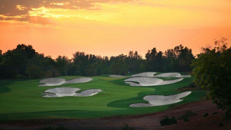 Dusk over Jumeirah Golf Estates Earth Course