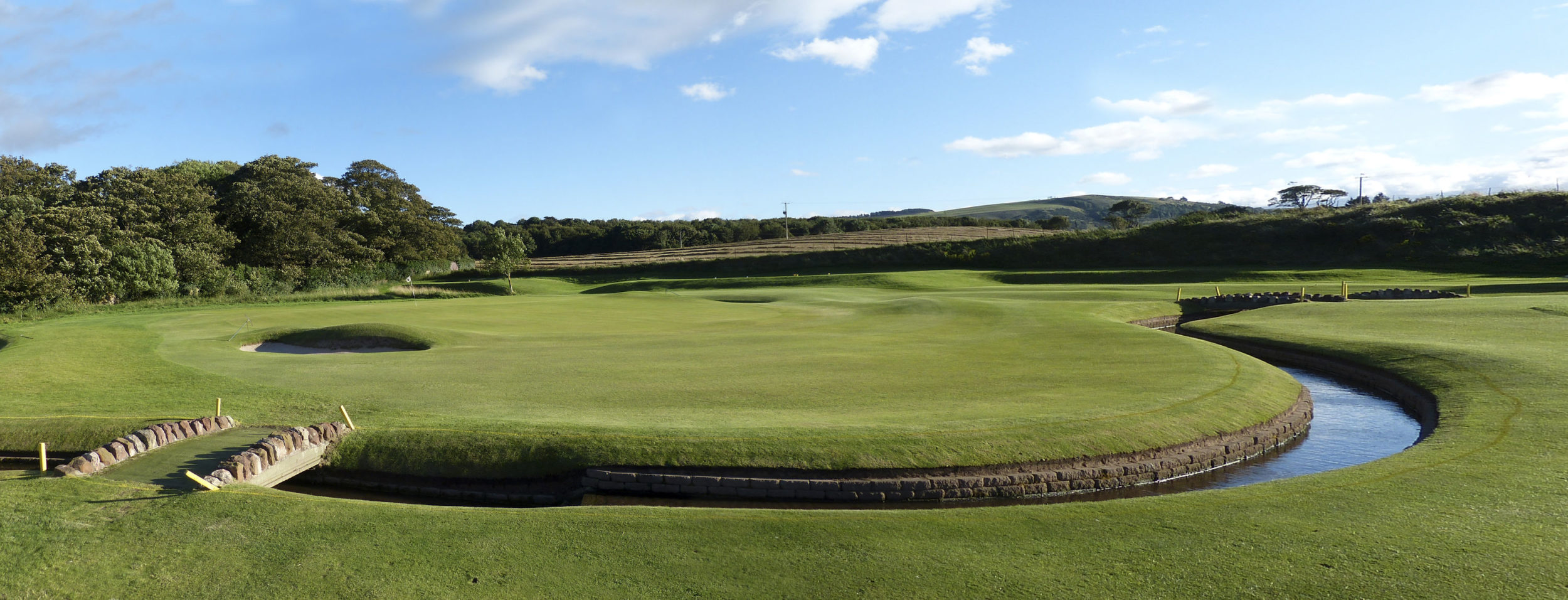 View of canals running through the course at Dunbar Golf Club, Scotland, United Kingdom