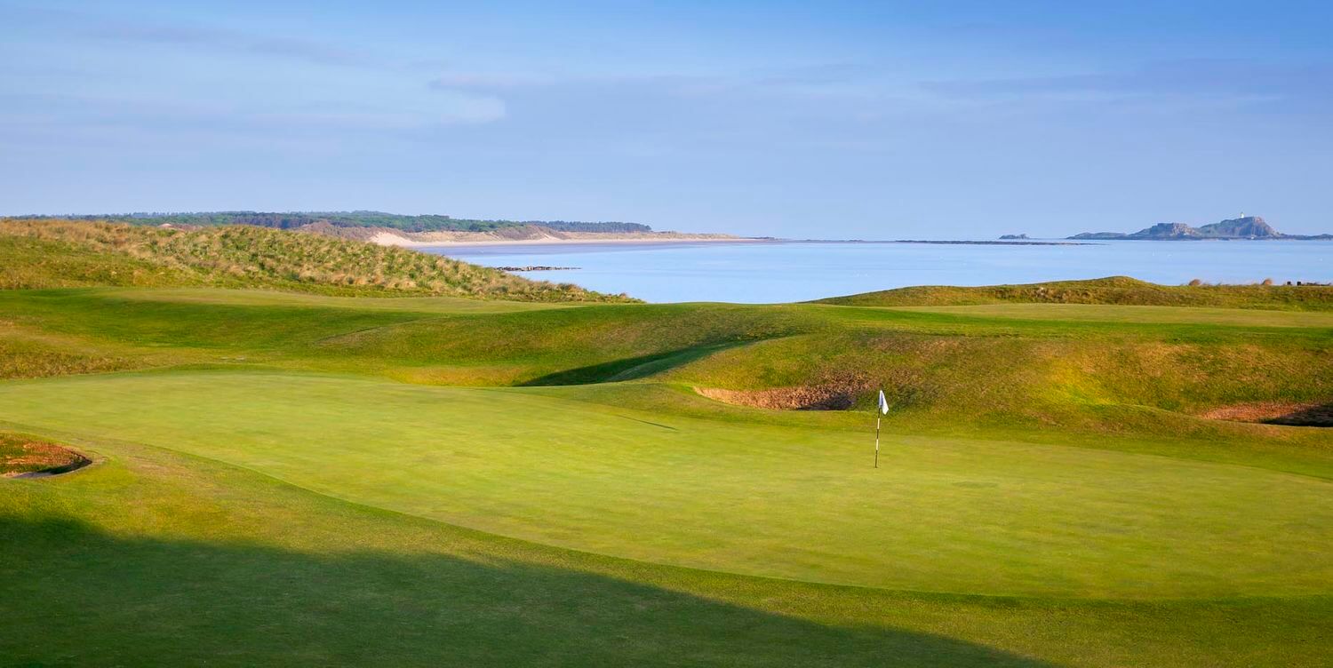 View from the West Links over a calm sea in Scotland, United Kingdom