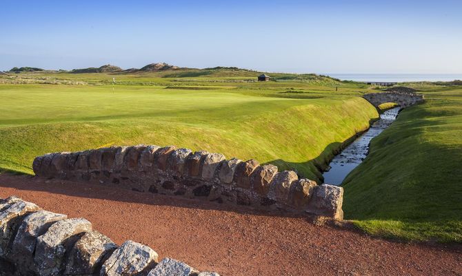 An old bridge illustrates the rolling nature of the hills at North Berwick - West Links
