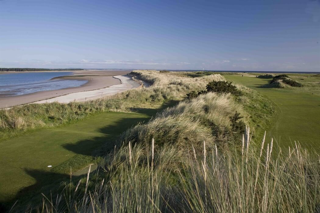 Fairways run parallel to the beach on The Jubilee Course, St Andrews, Links, Scotland, United Kingdom