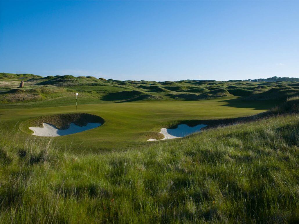 Undulating hills are a feature of the St Andrews Links Castle Course, Scotland