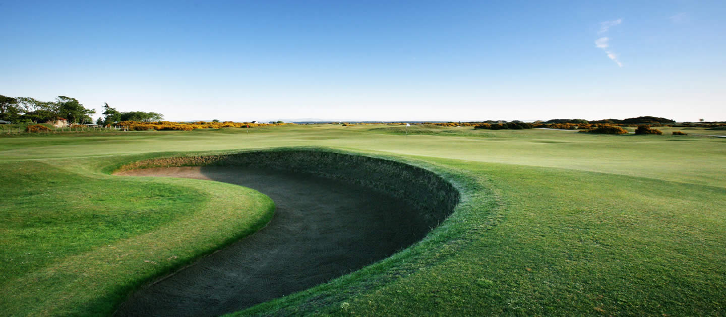 Vertical walls frame many bunkers at St Andrews