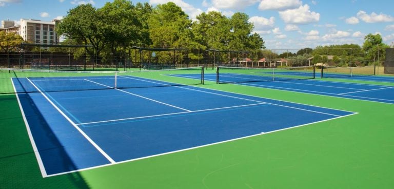 The tennis courts are both hard and clay, Horseshoe Bay Resort, Texas