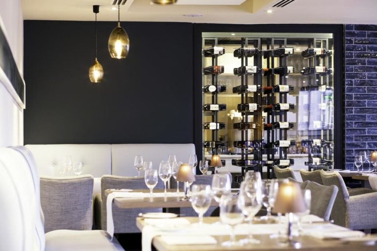 View of a restaurant and wine rack, Portmarnock Resort, Dublin, Ireland