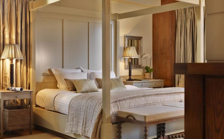 4-post King beds feature in the presidential suite at Druids Glen Golf Resort, Wicklow, Ireland