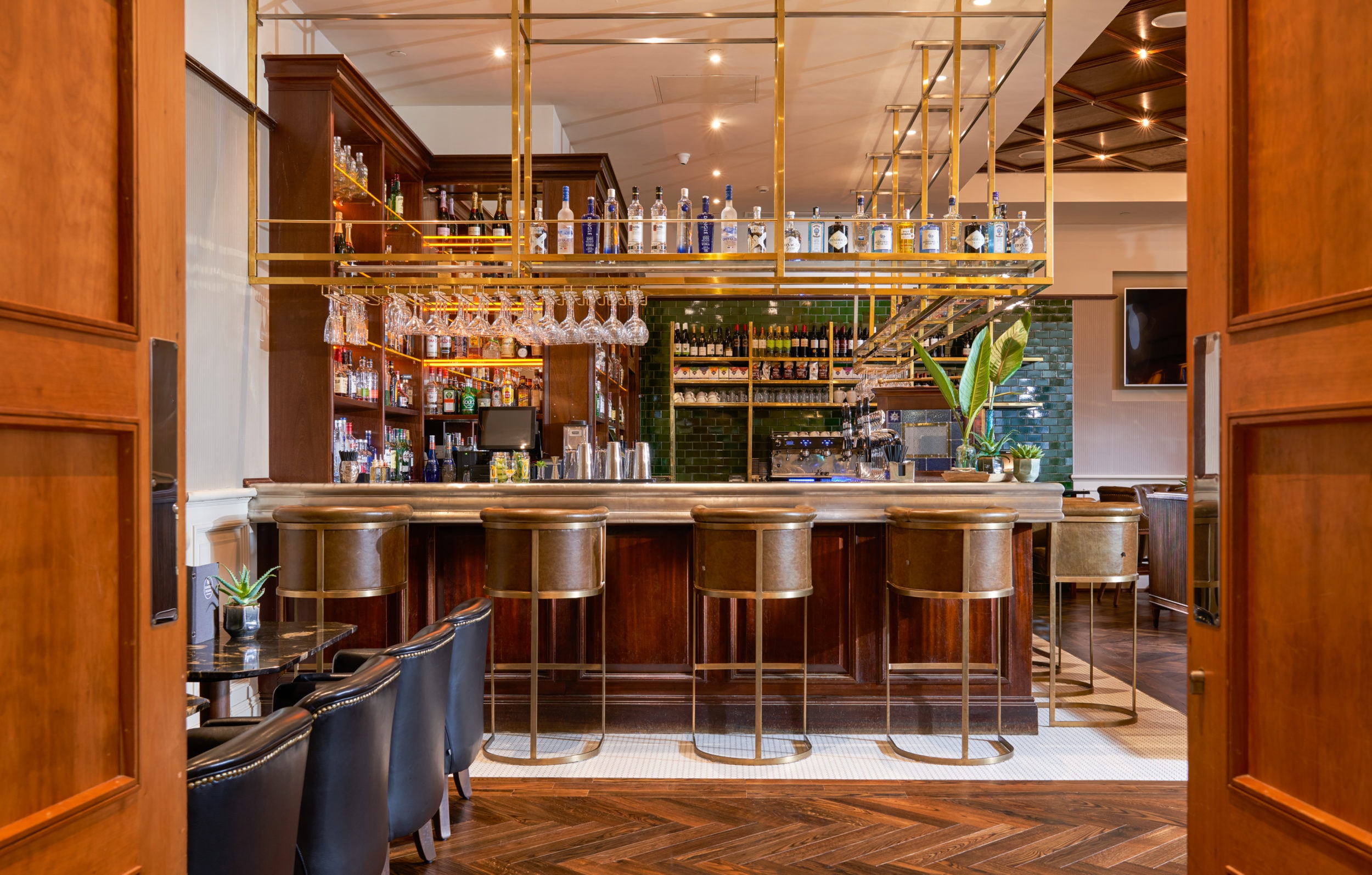 A fully stocked bar awaits patrons at Druids Glen Golf Resort, Wicklow, Ireland