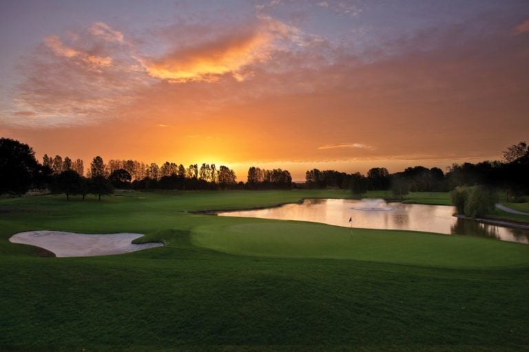 View of the sunrise over the Championship Course, The Belfry Resort, England