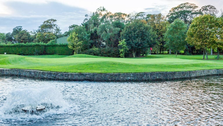 Overlooking a lake and green at Malahide Golf Club, Dublin, Ireland
