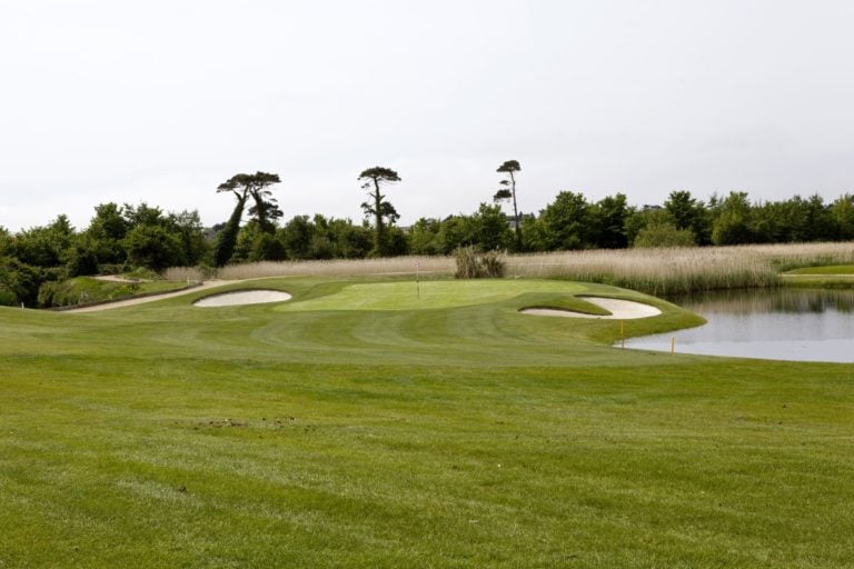 View of the 5th fairway and green at Malahide Golf Club, Dublin, Ireland