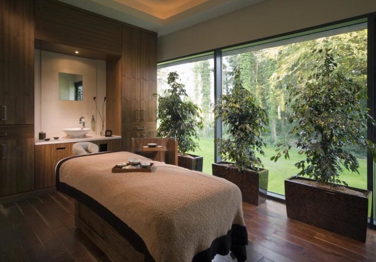 The treatment rooms face lush Irish gardens with untouched surrounds at Castlemartyr Resort, Cork, Ireland